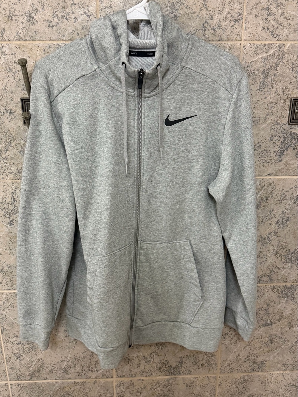 Nike Light Gray Men’s Full-Zip Hoodie Sweatshirt